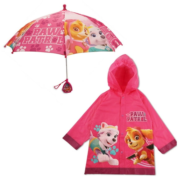 Nickelodeon Kids Umbrella and Slicker, Paw Patrol Toddler Girl Rain Wear Set, for Ages 2-3