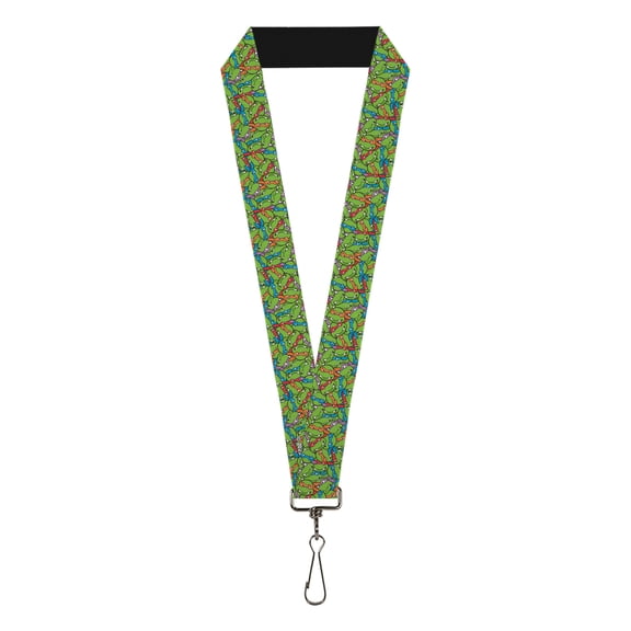 Nickelodeon Lanyard, Teenage Mutant Ninja Turtles Faces Stacked Green Multi Color , Elastic