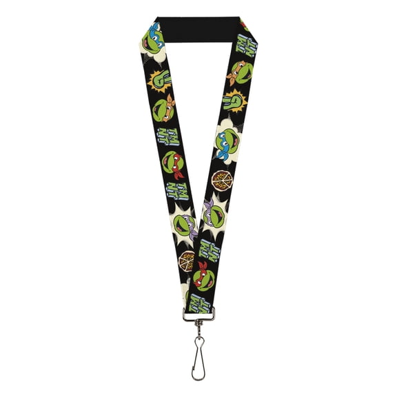 Nickelodeon Lanyard, Teenage Mutant Ninja Turtles Faces and Icons Multi Color, Elastic