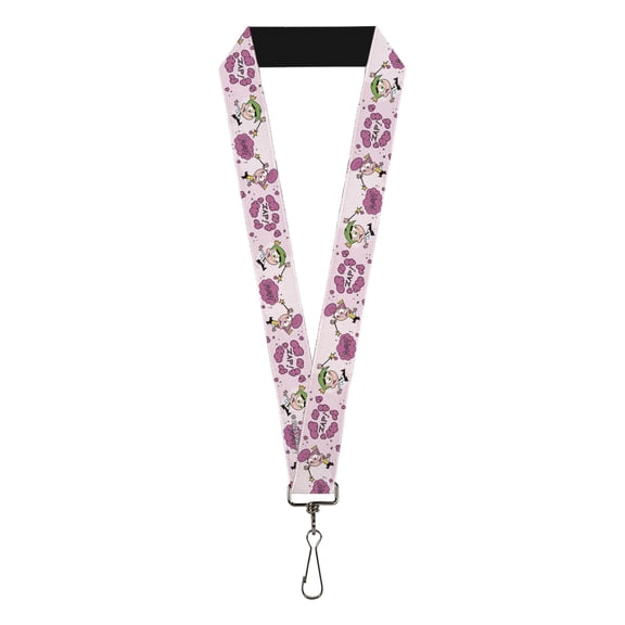 Nickelodeon Lanyard, The Fairly Oddparents Cosmo And Wanda Wish Poses Pink, Elastic