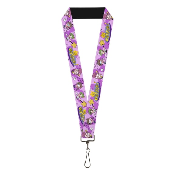 Nickelodeon Lanyard, The Fairly Oddparents Timmy Cosmo and Wanda Group Pose Pinks, Elastic