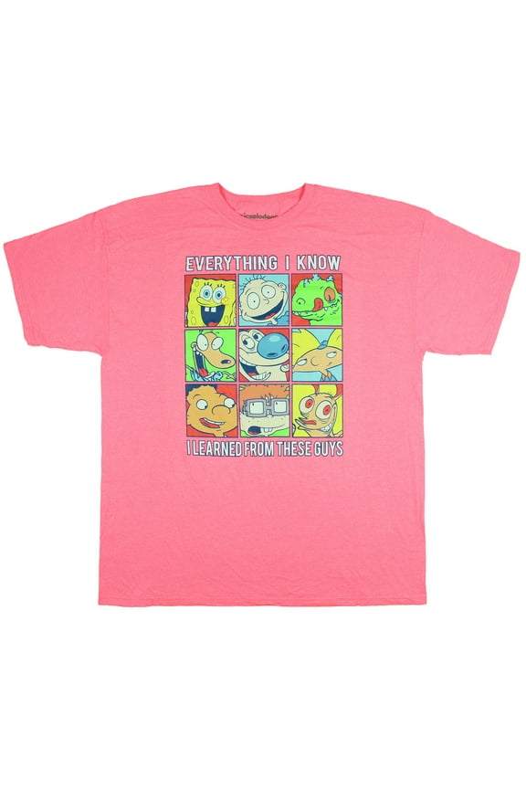 Nickelodeon Men's Everything I know Hall of Fame 90's Classic Cartoon Tee