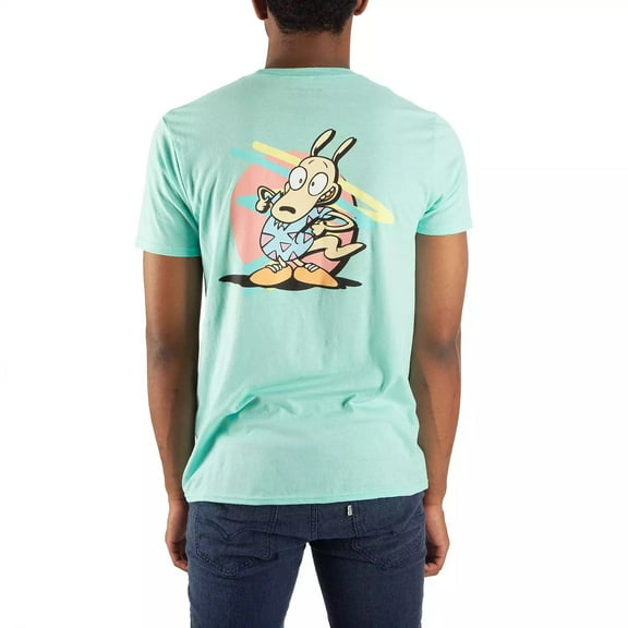 Nickelodeon Men's Rocko's Modern Life Teal Washed Tee T-Shirt (Large, Teal Washed)