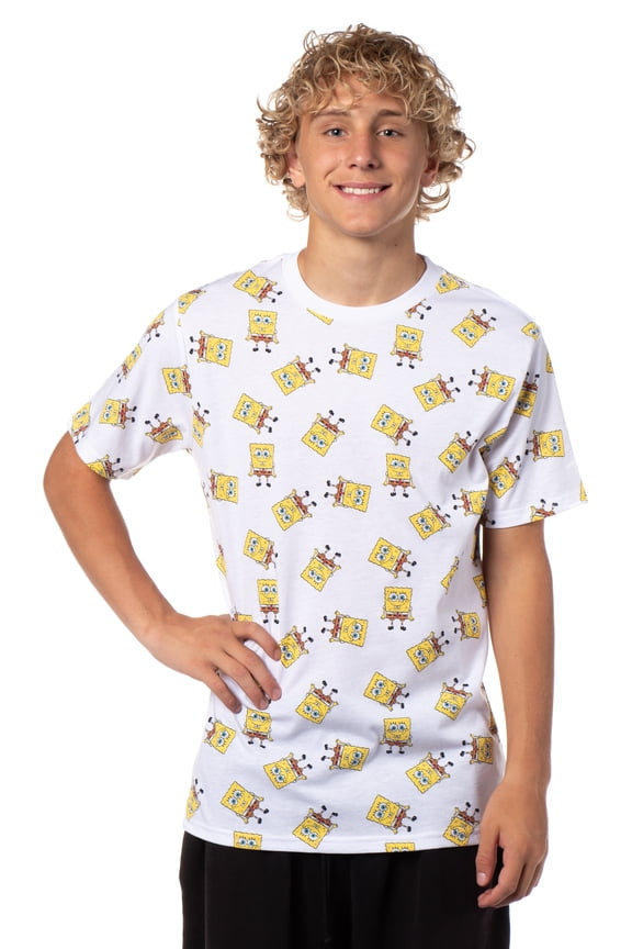 Nickelodeon Men's SpongeBob All Over Graphic Print Adult Short Sleeve T-Shirt