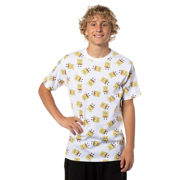Nickelodeon Men's SpongeBob All Over Graphic Print Adult Short Sleeve T-Shirt