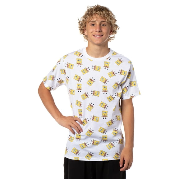 Nickelodeon Men's SpongeBob All Over Graphic Print Adult Short Sleeve T-Shirt