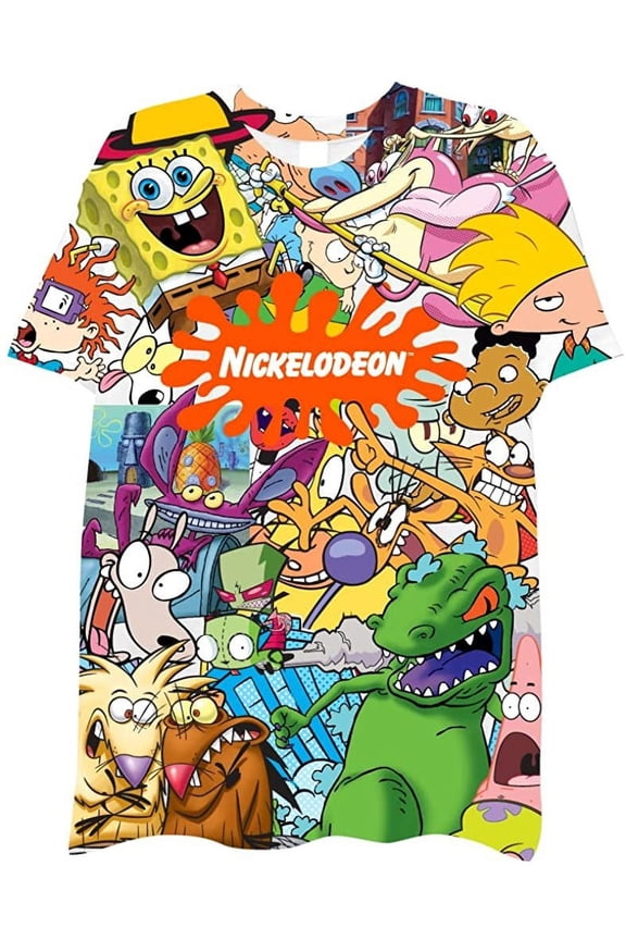 Mens 90s Cartoon Shirt - Rugrats Hey Arnold Ren & Stimpy Rocko's Modern Life Tie Dye T-Shirt