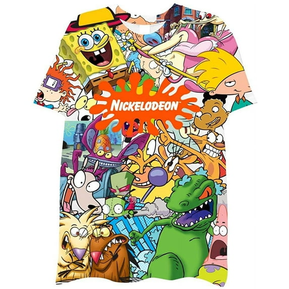 Nickelodeon Mens 90s Cartoon Shirt - Rugrats Hey Arnold Ren & Stimpy Rocko's Modern Life Tie Dye T-Shirt