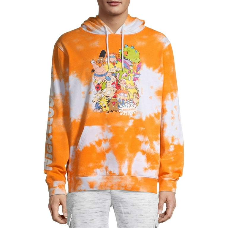 Nickelodeon Men s and Big Men s Ultra Soft 90 s Cartoons Printed Tie Dye Graphic Pullover Hoodie