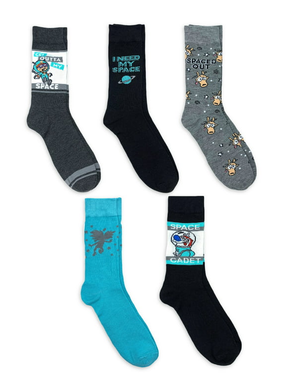 Nickelodeon, Mens Crew Socks, 5-Pack, Size 6.5-12