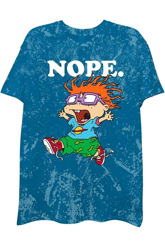 Mens 90's Classic Shirt - Tie Dye Rugrats, Reptar, Ren & Stimpy, and Hey Arnold - Vintage Tie Dye T-Shirt Blue Tie Dye, Medium