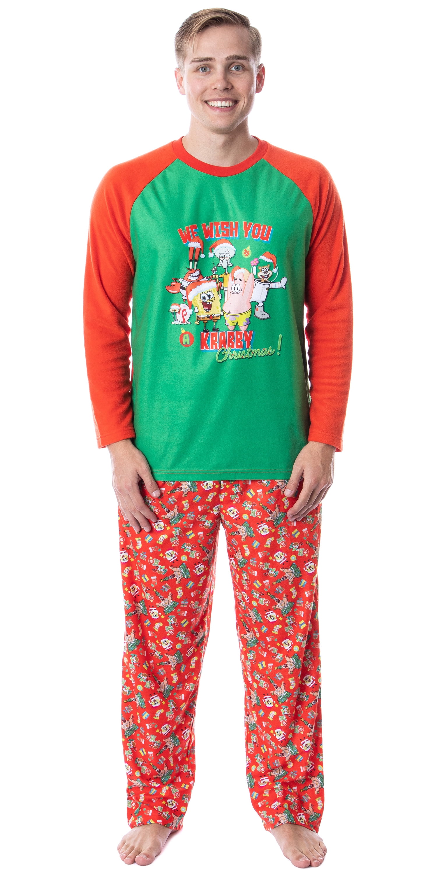 Nickelodeon Mens' SpongeBob SquarePants Krabby Christmas Pajama