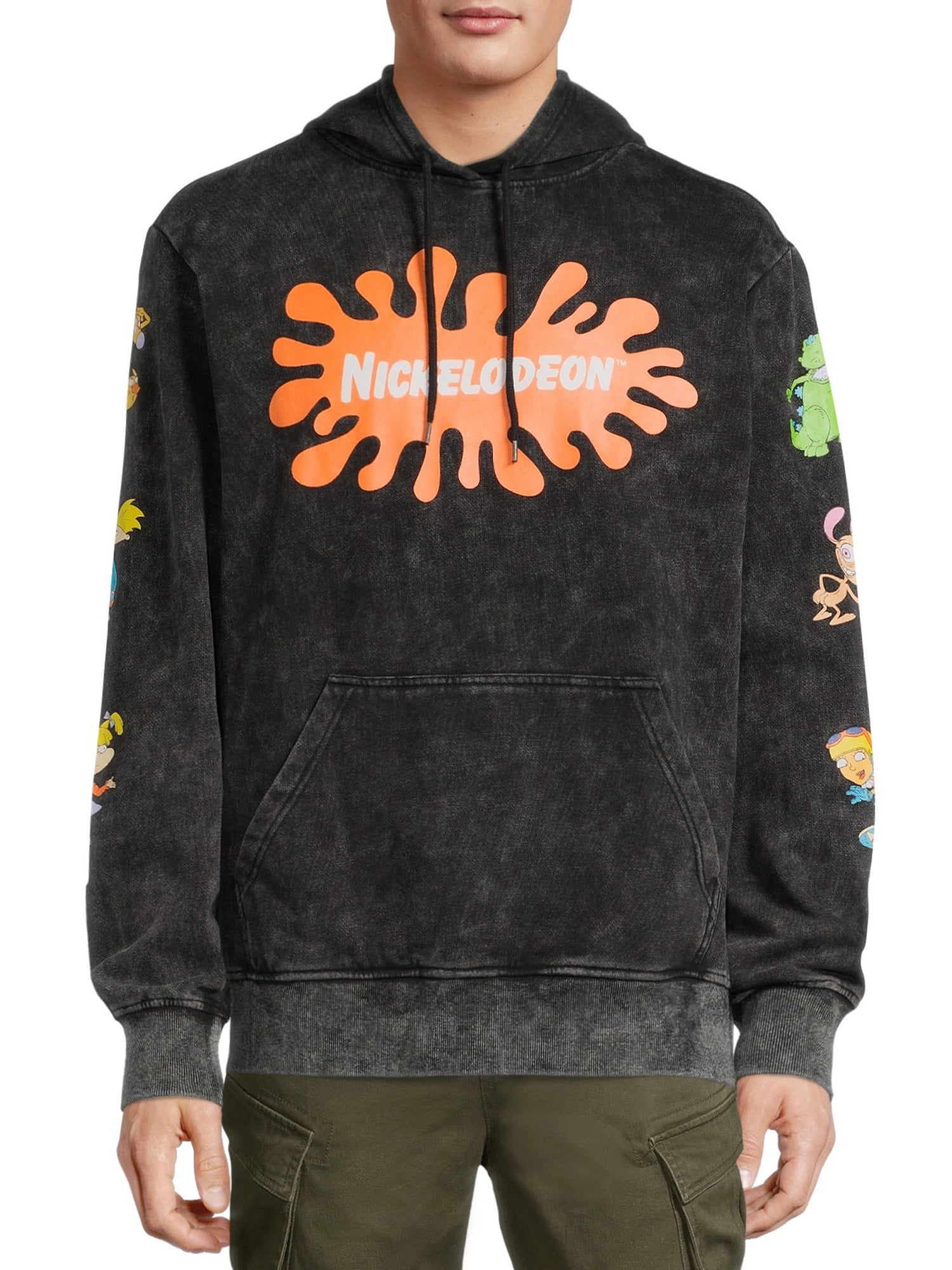 Nickelodeon Mineral Washed Men's & Big Men's Fleece Graphic Hoodie