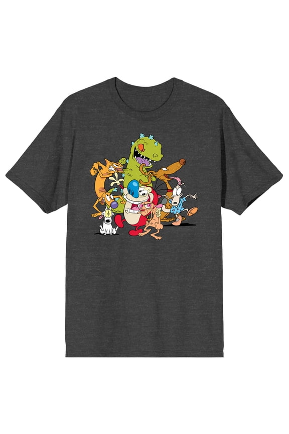 Nickelodeon Nick '90s Characters Men's Graphic Tee Classic Cartoon Crew Neck Short Sleeve T-Shirt Officially