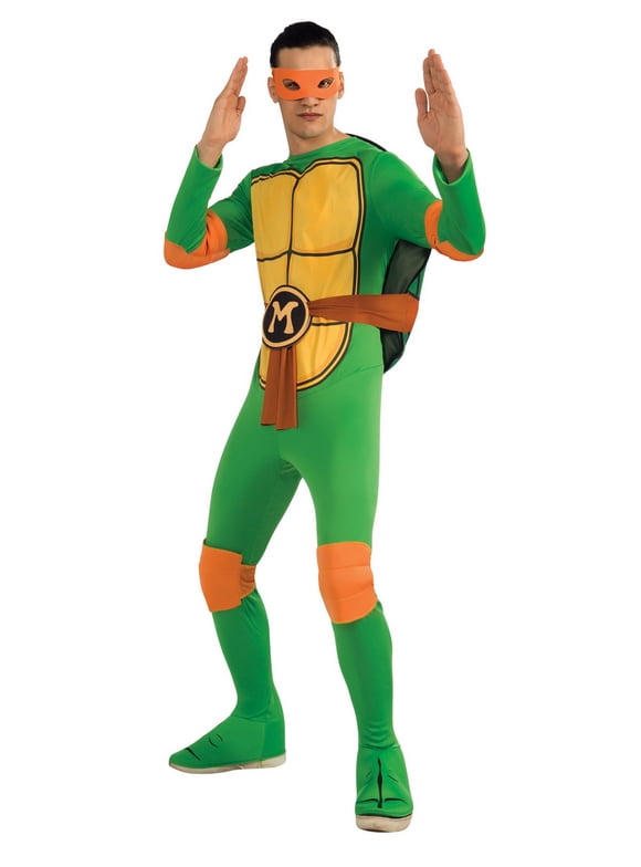 Nickelodeon Ninja Turtles Adult Michelangelo costume and Accessories Standard Green