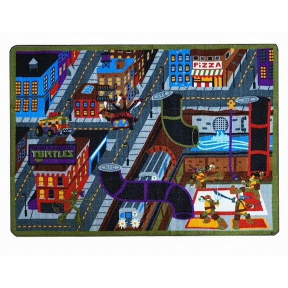 Nickelodeon Ninja Turtles Rug TMNT Game w/ Disk Launcher + 4 Standees 32"x44"
