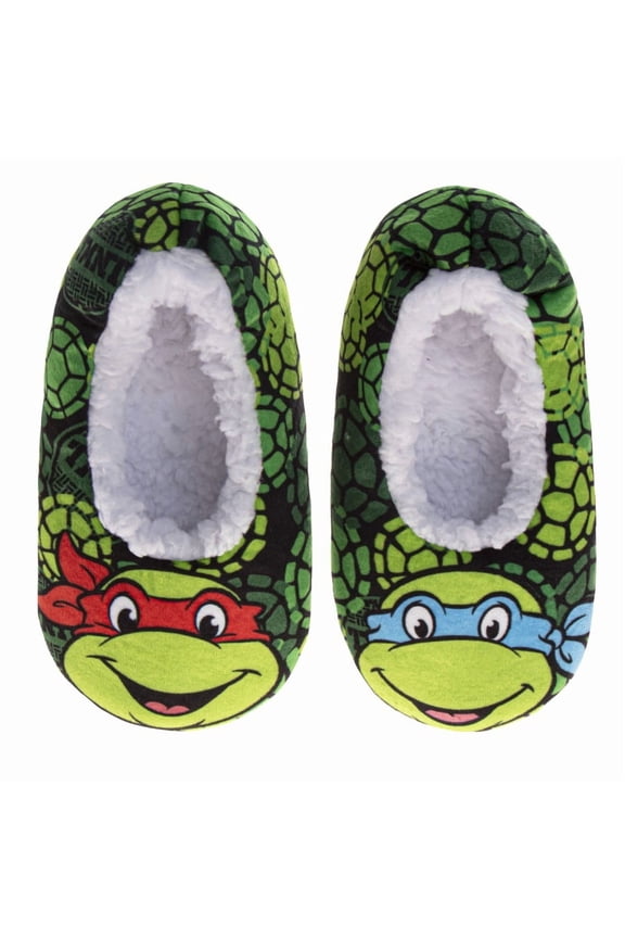 Nickelodeon Ninja Turtles Slippers for Kids, Ninja Turtles Design Soft Cozy Indoor Comfort (Toddler Little Kid), Green, Size: 7-8