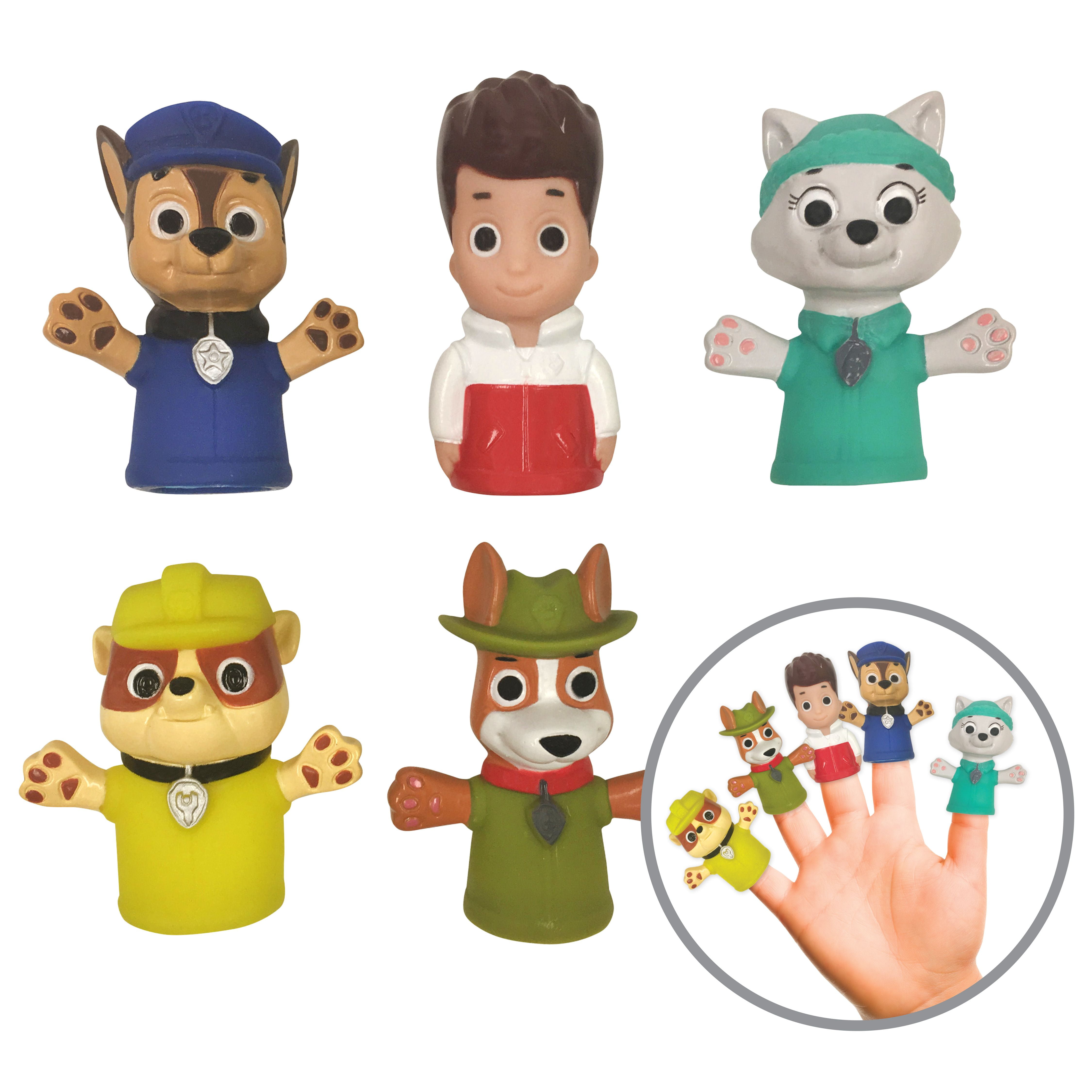 Nickelodeon PAW Patrol Bath Finger Puppets, Chase & Friends, Age 3+, Unisex