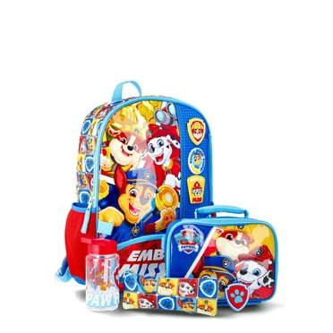 Nickelodeon Paw Patrol Boys Customizable Charm 17" 5-Piece Backpack Set, Red