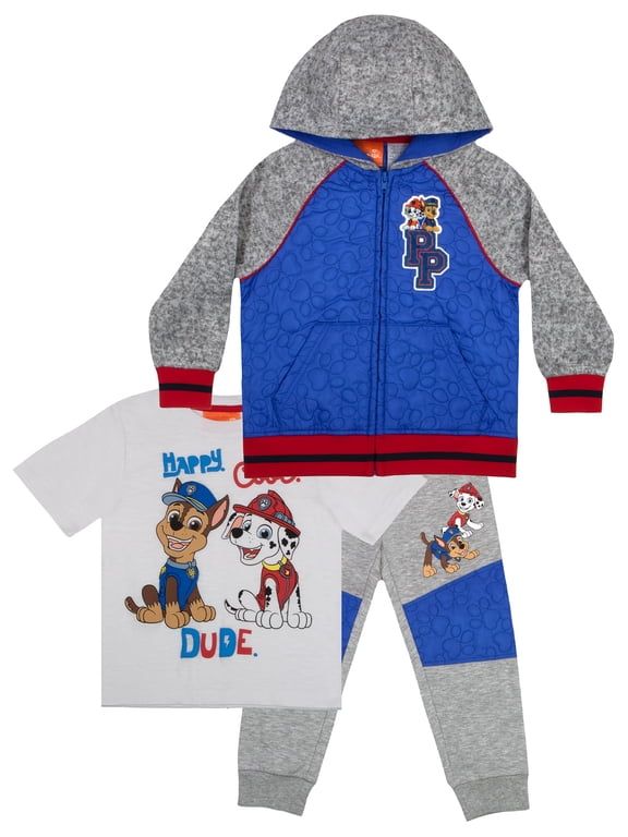 Paw Patrol Boys, Hoodie, Graphic Shirt, and Fleece Pants, 3-Pack Clothes Set (Sizes 3T, 4T, 5, 6, 7)