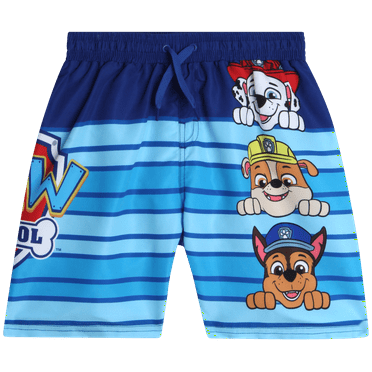Paw Patrol Chase Marshall Rubble Skye Little Boys Rash Guard Swim Trunks Set Blue 5-6
