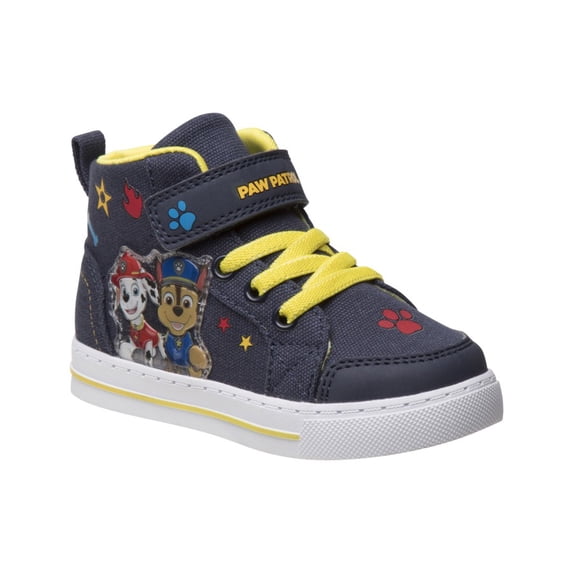 Nickelodeon Paw Patrol Boys with Two White Lights Hi, Top Canvas Sneakers, Navy Yellow, Size: 12