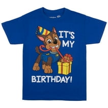 Nickelodeon Paw Patrol Chase Birthday Boys Short Sleeve T-Shirt - Boys Paw Patrol Short Sleeve Tee for Birthday Parties (Size XS-XL)