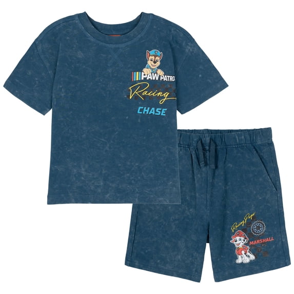 Nickelodeon Paw Patrol Chase Marshall Rubble French Terry T-Shirt and Shorts Outfit Set Toddler to Big Kid
