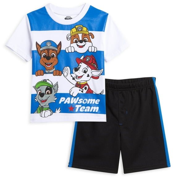Nickelodeon Paw Patrol Chase Marshall Rubble Little Boys T-Shirt Mesh Shorts 7-8