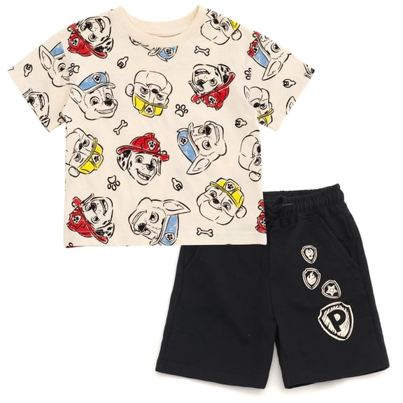 Nickelodeon Paw Patrol Chase Marshall Rubble T-Shirt and French Terry Shorts Outfit Set Toddler to Big Kid