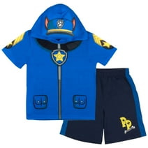 Nickelodeon Paw Patrol Costume Boys Short Sleeve Hoodie T-Shirt & Shorts, 2-Piece Outfit Set for Kids and Toddlers (Size 4-7)