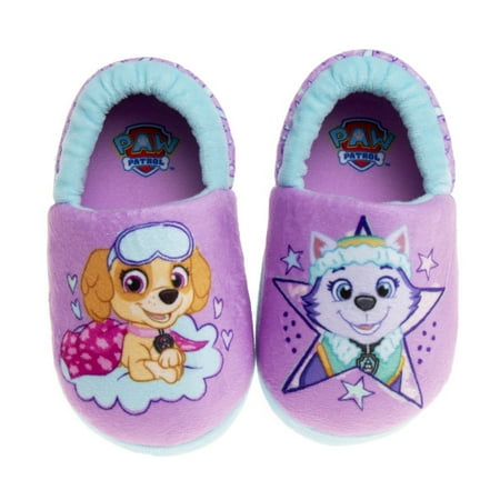 Nickelodeon Paw Patrol Everest and Skye Girls Dual Sizes Slippers - Purple, 9-10