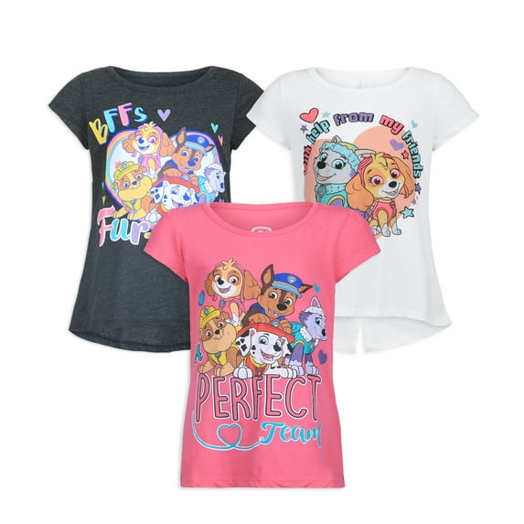 Nickelodeon Paw Patrol Girls Skye and Everest 3 Pack T-Shirts for Toddlers