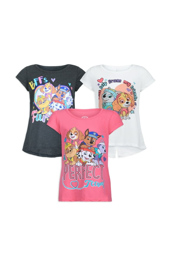 Nickelodeon Paw Patrol Girls Skye and Everest 3 Pack T-Shirts for Toddlers