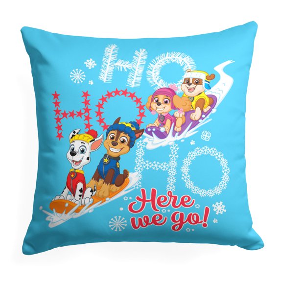 Nickelodeon Paw Patrol Ho Ho Here we Go Kids Printed Throw Pillow