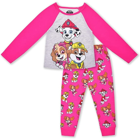 Nickelodeon Paw Patrol Jogger Set for Girls, 2 Pack Long Sleeve Tee and Jog Pants Bundle