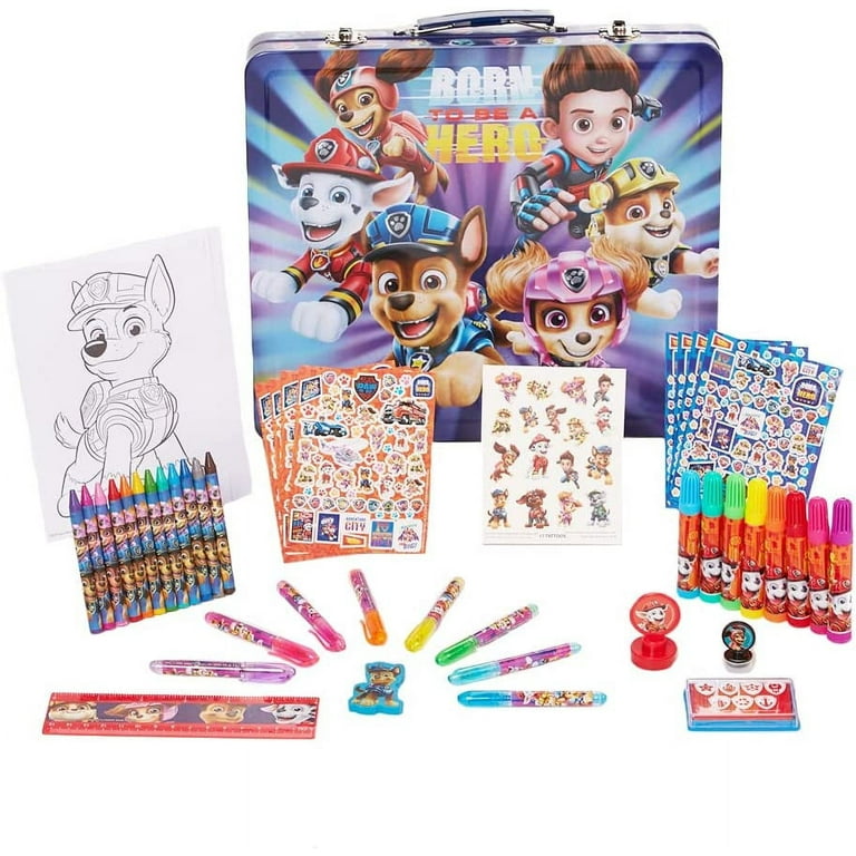 Nickelodeon Paw Patrol Kids Art Kit with Carrying Tin Gel Pens Markers Stickers 500 PC, Size: 12 inch x 10.75 inch x 1.65 inch, Multicolor