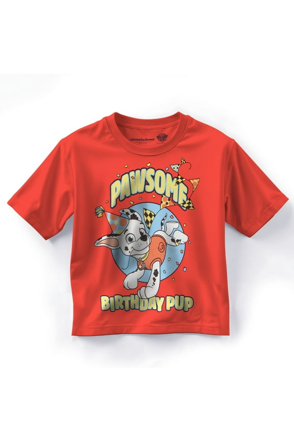 Paw Patrol Marshall Kids Birthday T-Shirt - Short Sleeve Graphic Birthday Party Tee for Kids and Toddlers (Size 2T-6T)