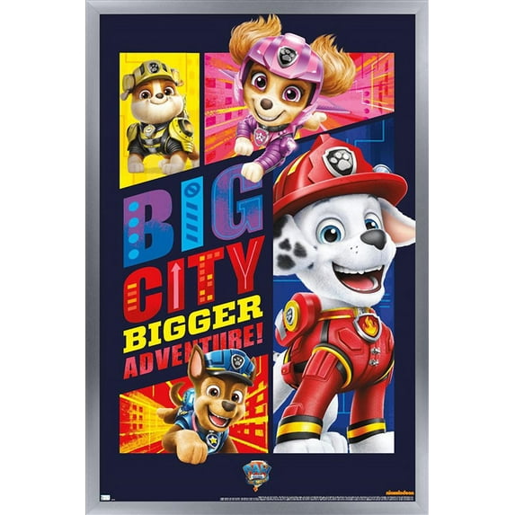 Nickelodeon Paw Patrol Movie - Big City Wall Poster, 14.725" x 22.375", Framed