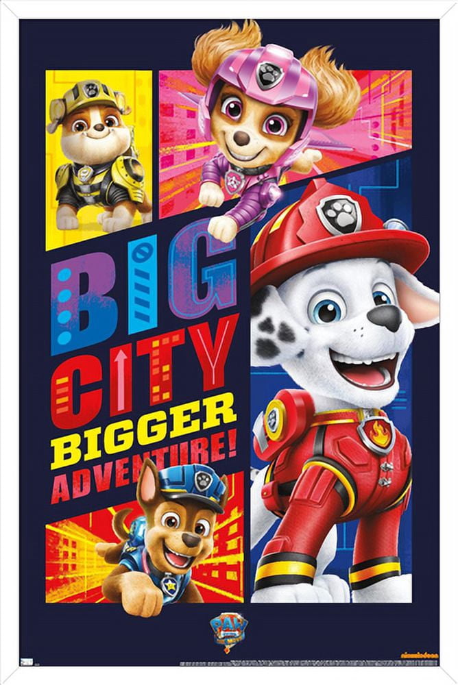Nickelodeon Paw Patrol Movie - Big City Wall Poster, 22.375" x 34", Framed