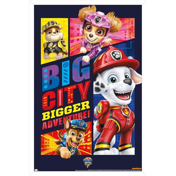 Nickelodeon Paw Patrol Movie - Big City Wall Poster, 22.375" x 34", Framed