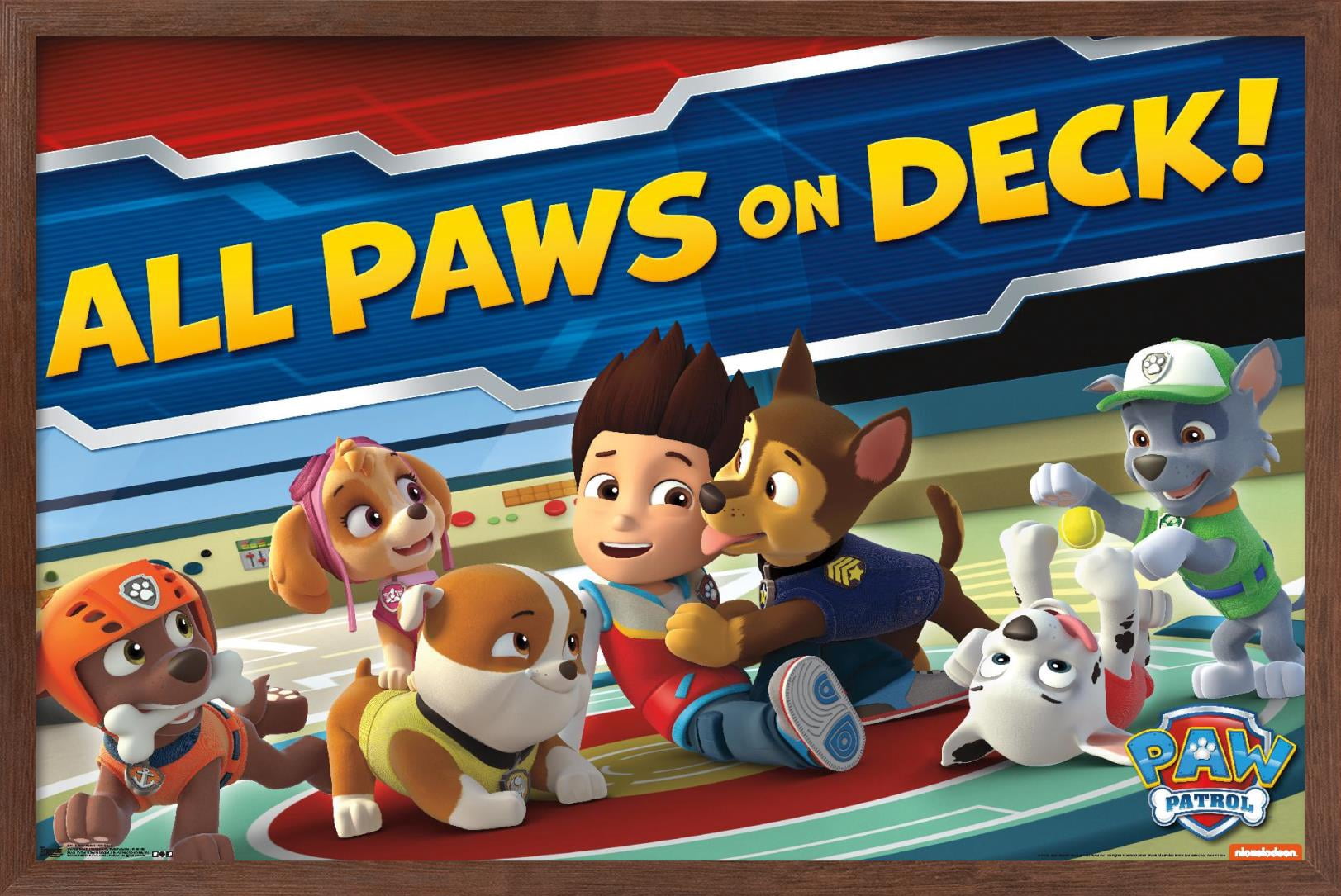 Nickelodeon Paw Patrol - On Deck Wall Poster, 22.375" x 34", Framed