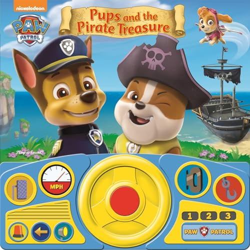 Pre-Owned Paw Patrol - Pups \u0026 the Pirate Treasure Sound Book with Interactive Steering Wheel - PI Kids, 9781450896740, 145089674X, Paperback,
