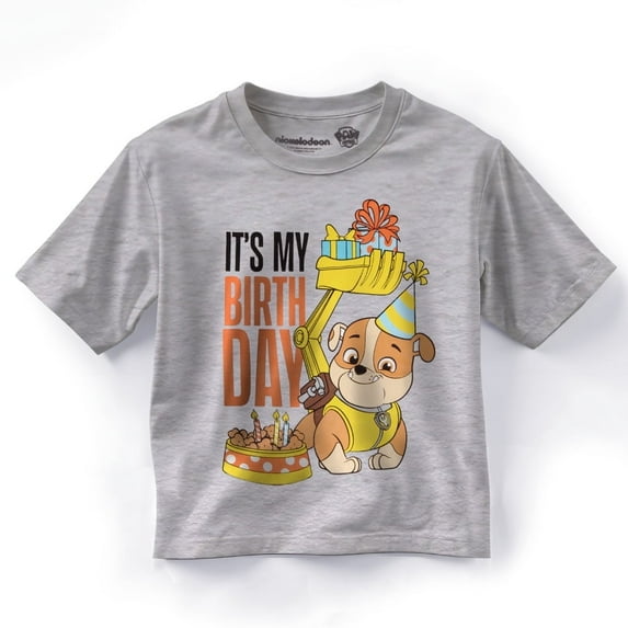 Nickelodeon Paw Patrol Rubble Kids Birthday T-Shirt - Short Sleeve Graphic Birthday Party Tee for Kids and Toddlers (Size 2T-6T)