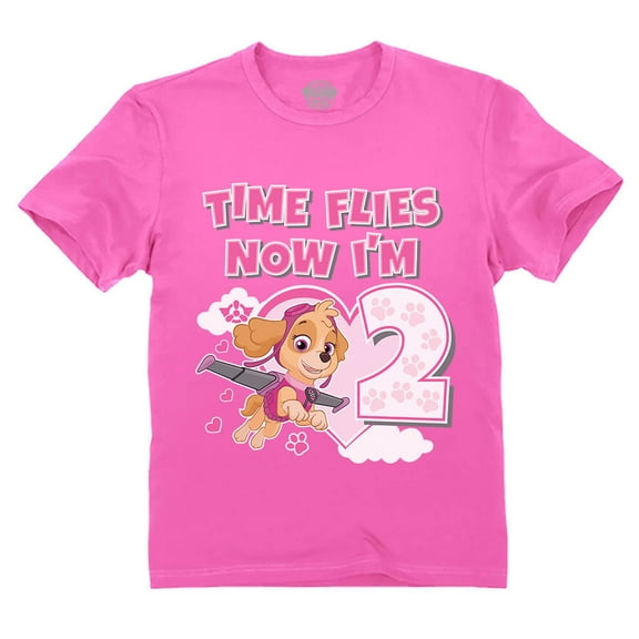 Nickelodeon Paw Patrol Skye Birthday Girl 2nd Birthday Gift Toddler Girls Shirt Time Flies 2T