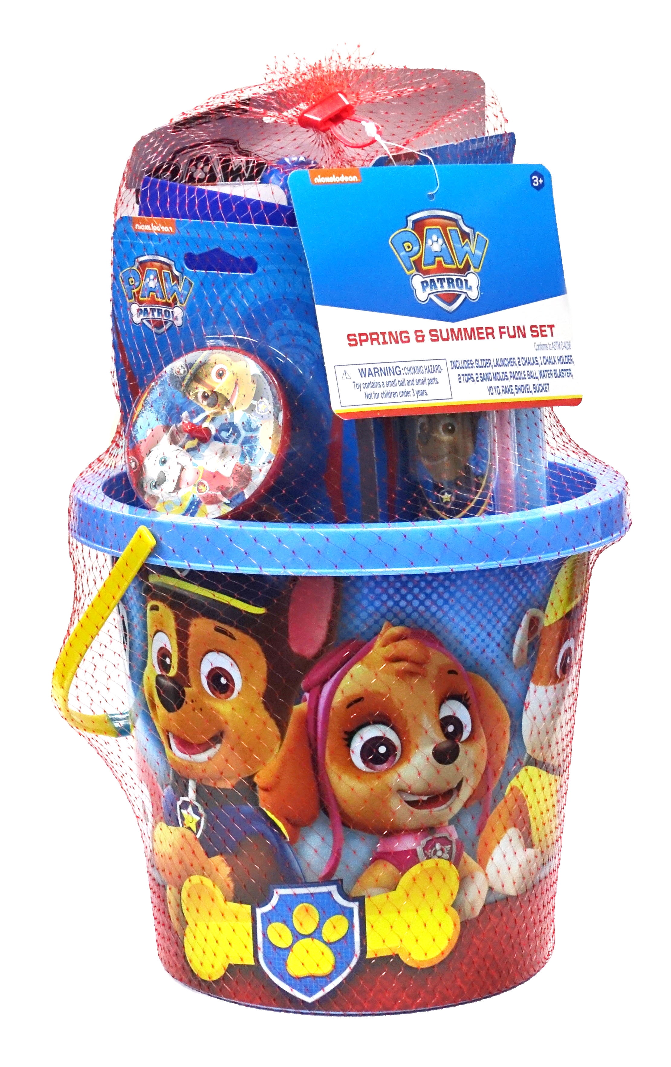 Nickelodeon Paw Patrol Spring & Summer Fun Plastic Bucket Set with Sand,  Chalk, Water, and Novelty Toys, for Ages 3+