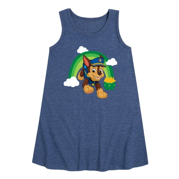 Nickelodeon - Paw Patrol - St. Patrick's Day - Chase the Rainbow - Toddler and Youth Girls A-line Dress
