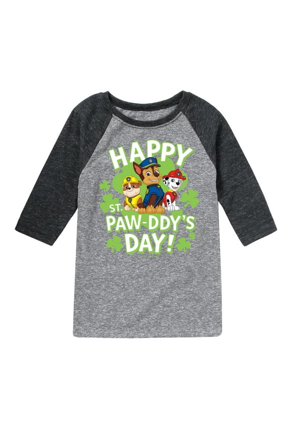 - Paw Patrol - St. Patrick's Day - Happy St. Paw-ddy's Day - Toddler And Youth Raglan Graphic T-Shirt