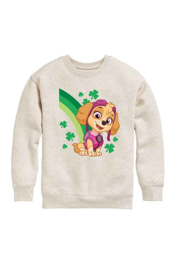 - Paw Patrol - St. Patrick's Day - Skye with Clovers and A Rainbow - Toddler And Youth Crewneck Fleece Sweatshirt