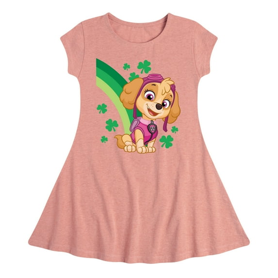 Nickelodeon - Paw Patrol - St. Patrick's Day - Skye with Clovers and A Rainbow - Toddler And Youth Girls Fit And Flare Dress